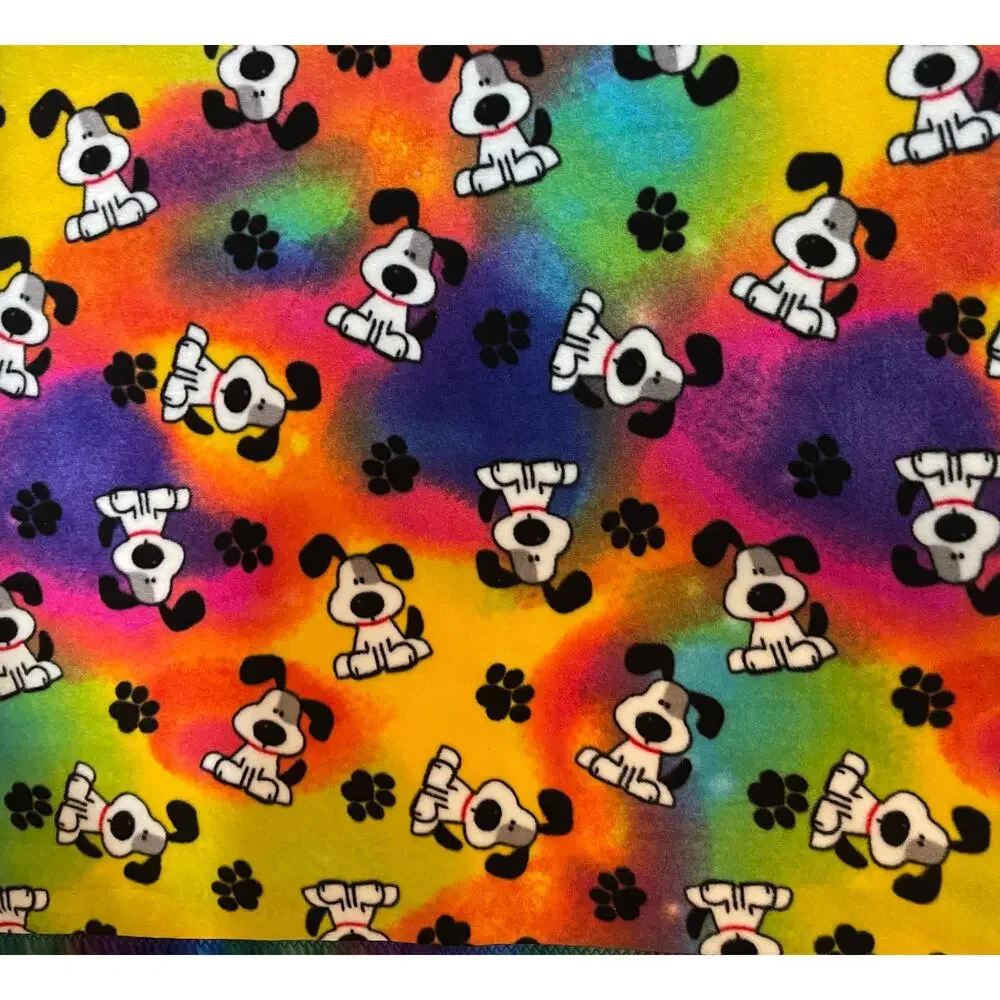 Florescent colorful Fleece Blanket with Dogs Puppies Cozy Throw 53